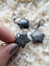 Load image into Gallery viewer, Silver Obsidian STAR Charm Stitch Marker