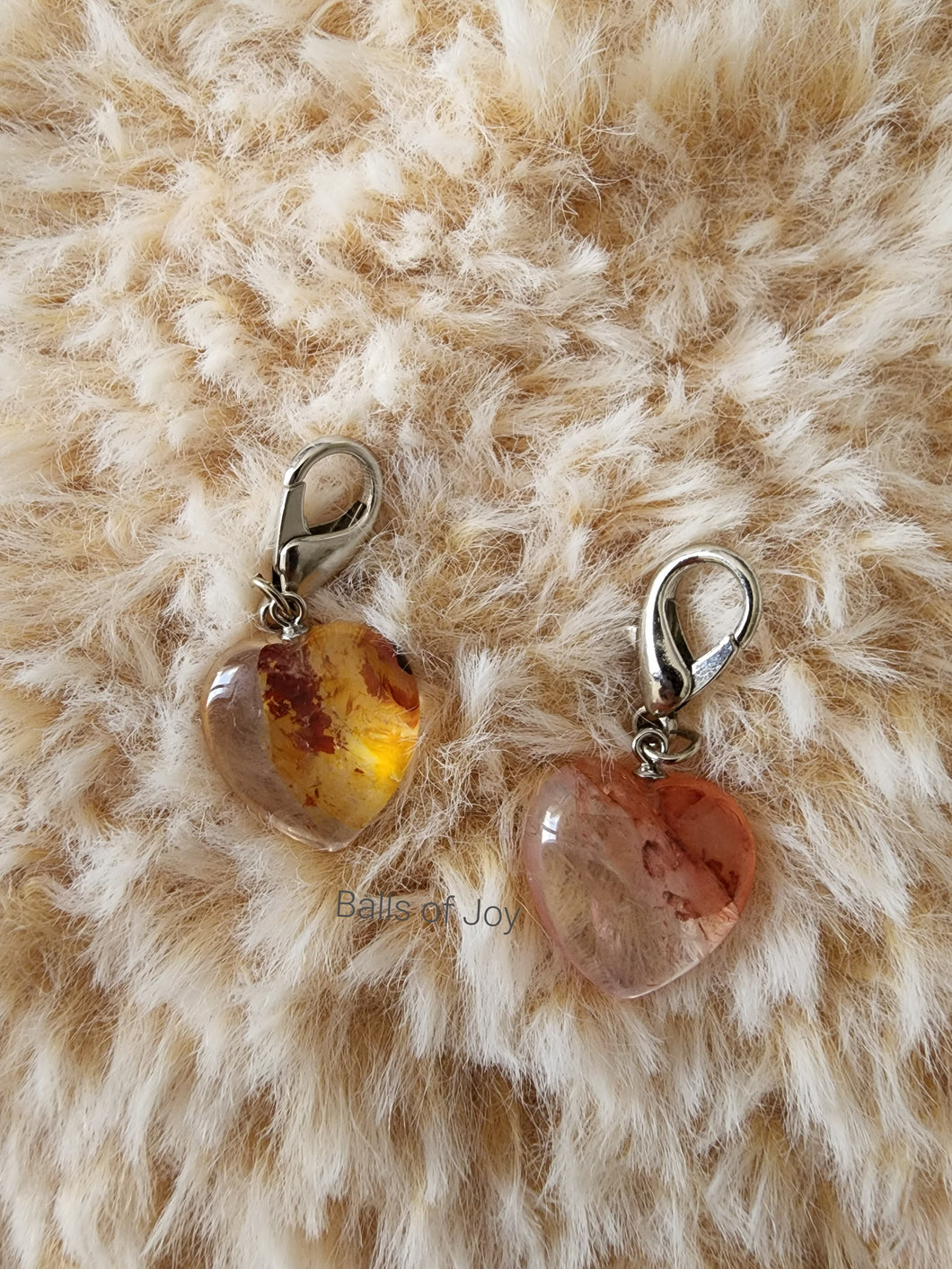 Fire Quartz HEART Charm Stitch Marker