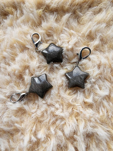 Silver Obsidian STAR Charm Stitch Marker
